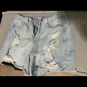 Distressed High-Waist Shorts